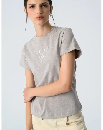 Tricou cu logo brodat pe piept, Maro deschis