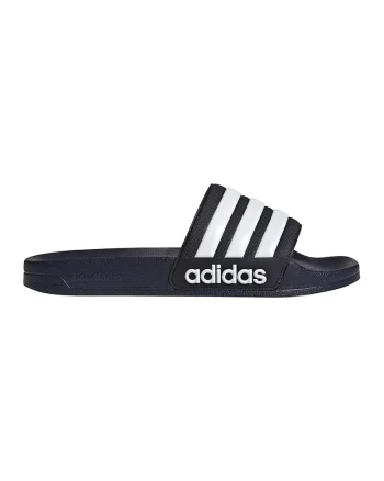 Papuci cu logo Adilette, Alb/Bleumarin