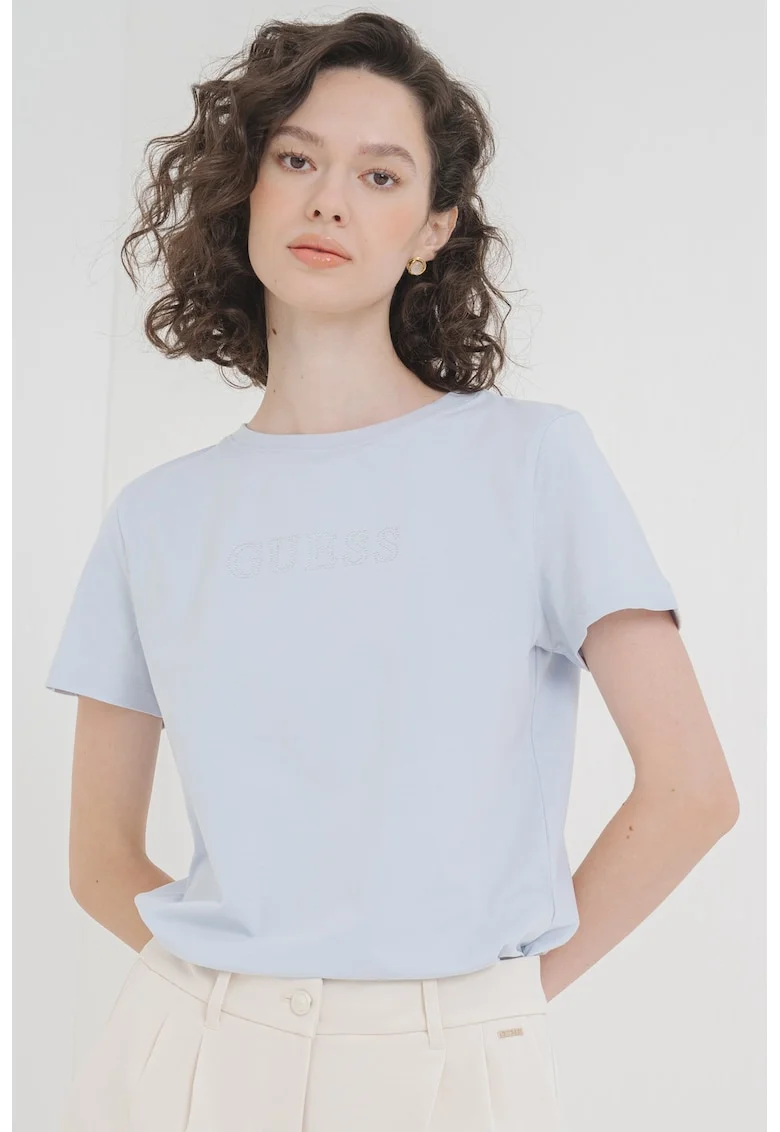Tricou cu logo, pentru fitness, Albastru deschis/Argintiu