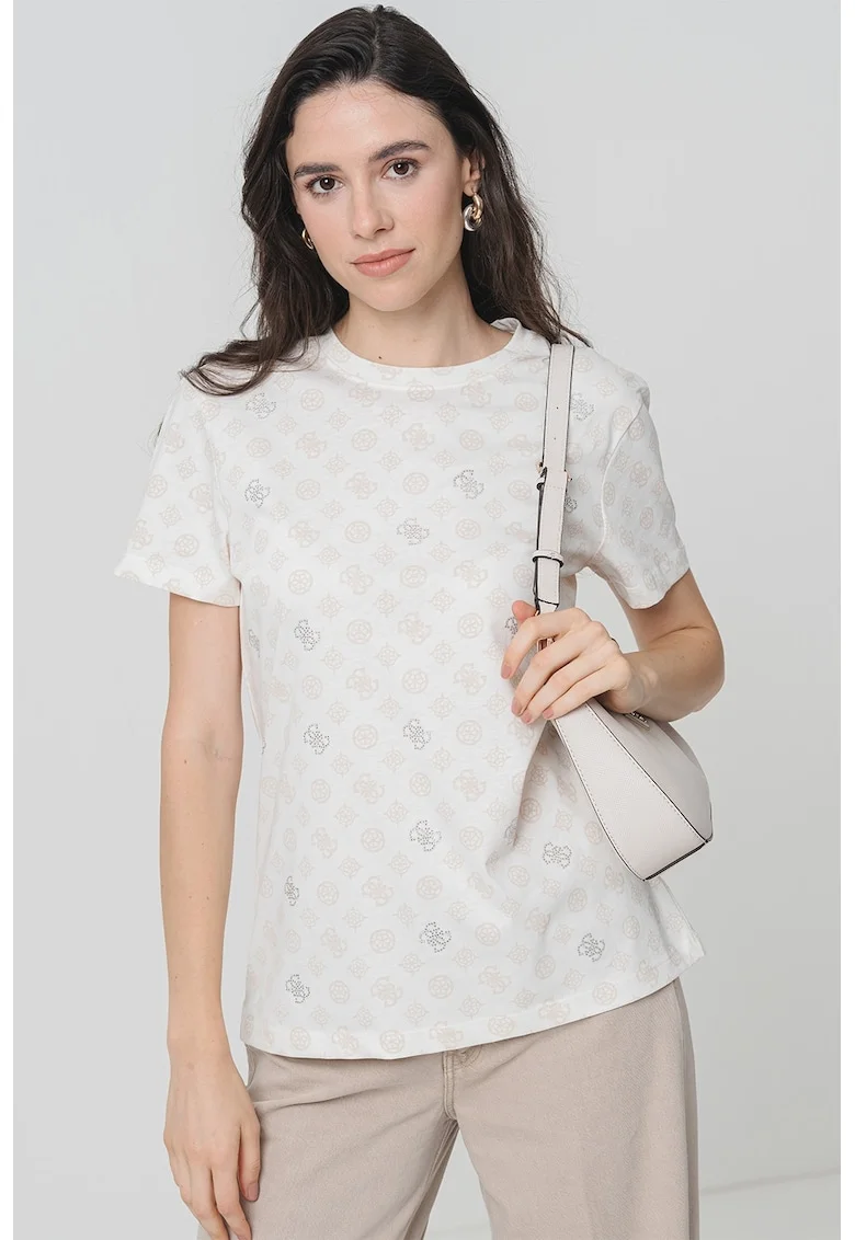 Tricou regular-fit din bumbac, Roz pastel/Alb murdar