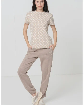 Tricou regular-fit din bumbac, Bej/Alb murdar