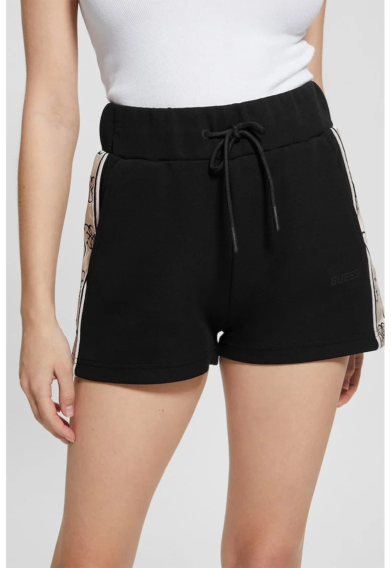 Pantaloni scurti cu snur, pentru fitness, Negru/Bej