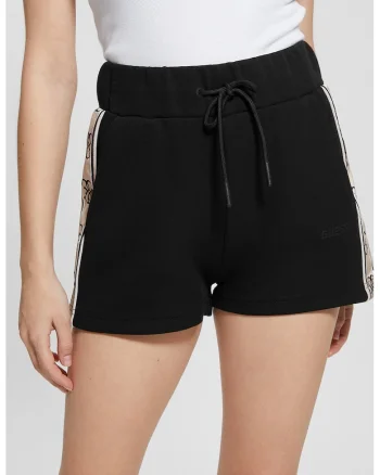 Pantaloni scurti cu snur, pentru fitness, Negru/Bej