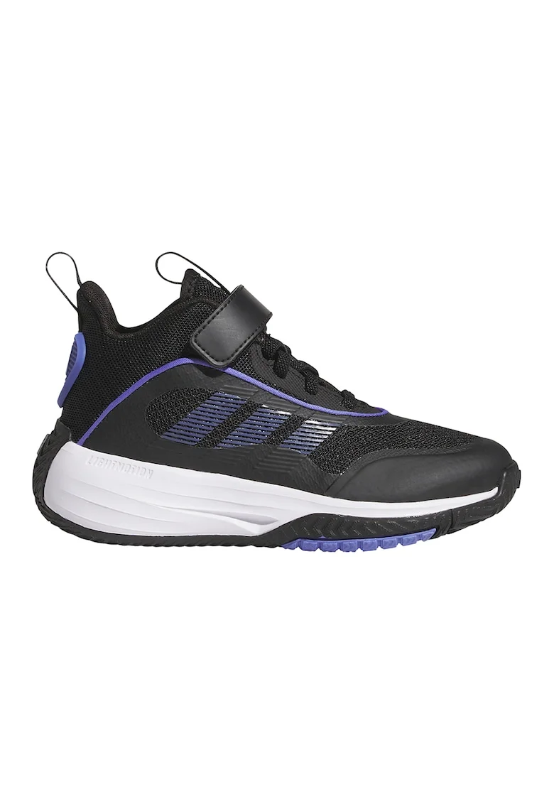 Pantofi Own The Game 3.0 cu bareta velcro pentru baschet, Negru/Albastru