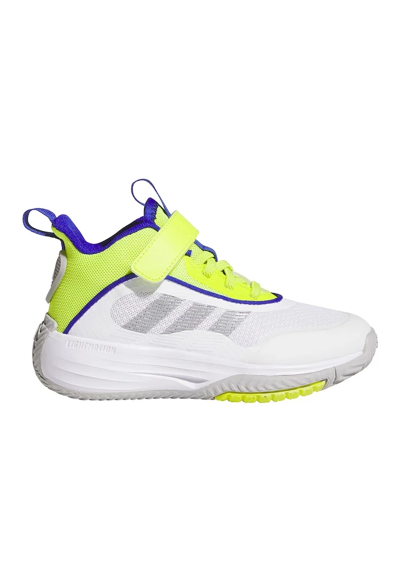 Pantofi Own The Game 3.0 cu bareta velcro pentru baschet, Galben neon/Gri cenusiu/Alb optic