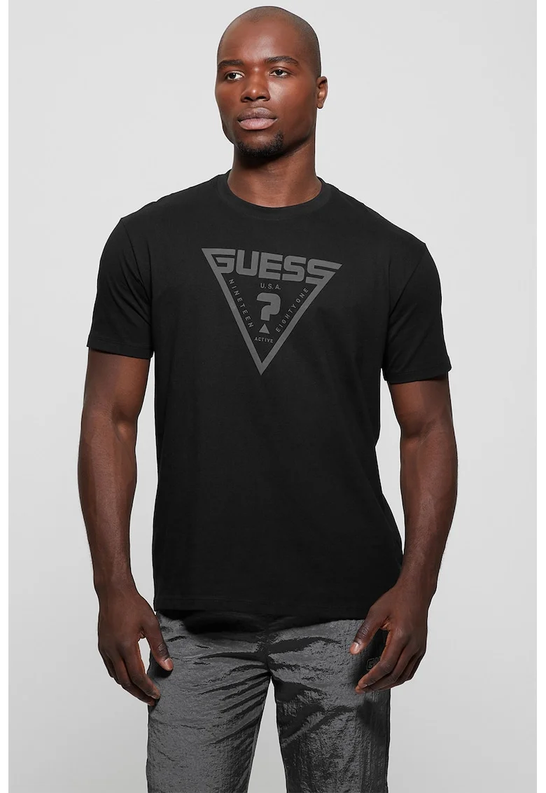 Tricou relaxed fit cu logo, Negru