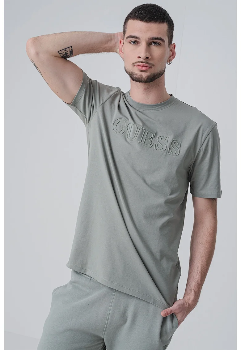 Tricou cu logo in relief, pentru antrenament, Verde inchis/Kaki