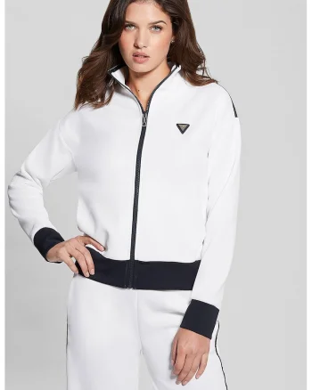 Bluza de trening cu maneci cazute, pentru fitness, Alb/Negru