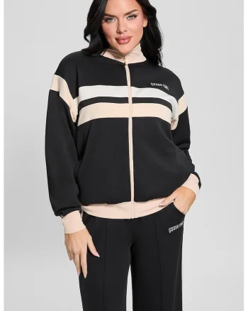 Bluza de trening cu fermoar, pentru antrenament, Alb/Negru/Piersica