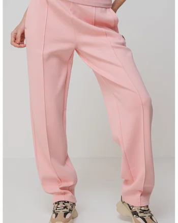 Pantaloni drepti cu talie inalta, pentru fitness, Roz pastel