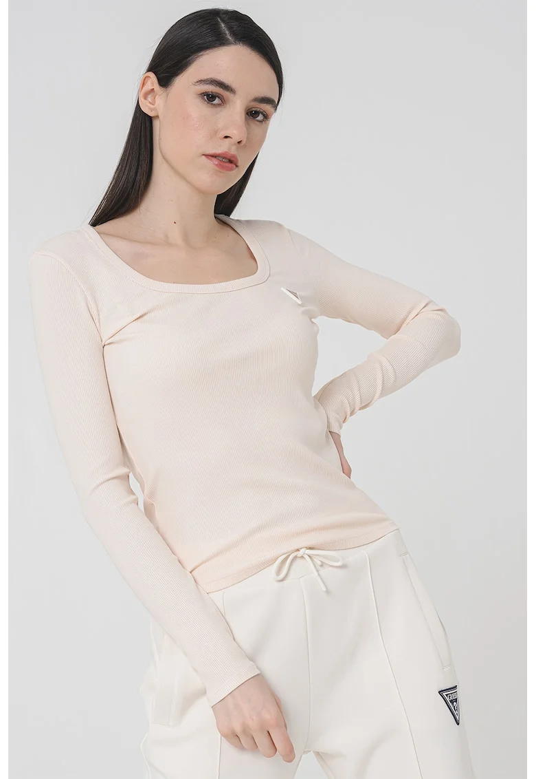 Bluza striata pentru fitness, Piersica