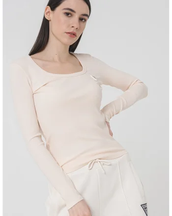 Bluza striata pentru fitness, Piersica