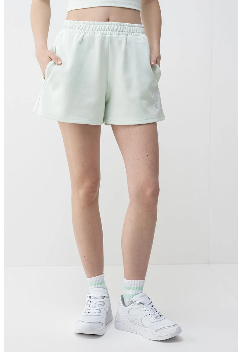Pantaloni scurti cu broderie logo, Verde menta
