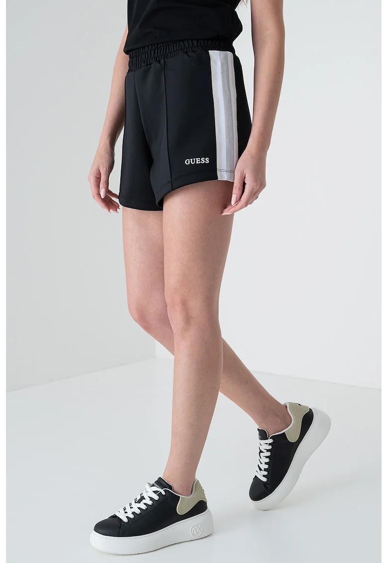 Pantaloni scurti cu talie inalta pentru fitness, Negru
