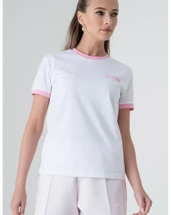 Tricou din bumbac pentru fitness, Alb/Roz