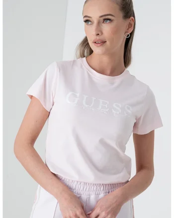 Tricou cu imprimeu logo pentru fitness, Alb/Roz pal