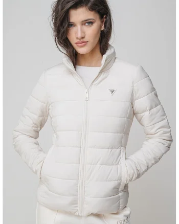 Geaca slim fit pentru fitness, Alb murdar
