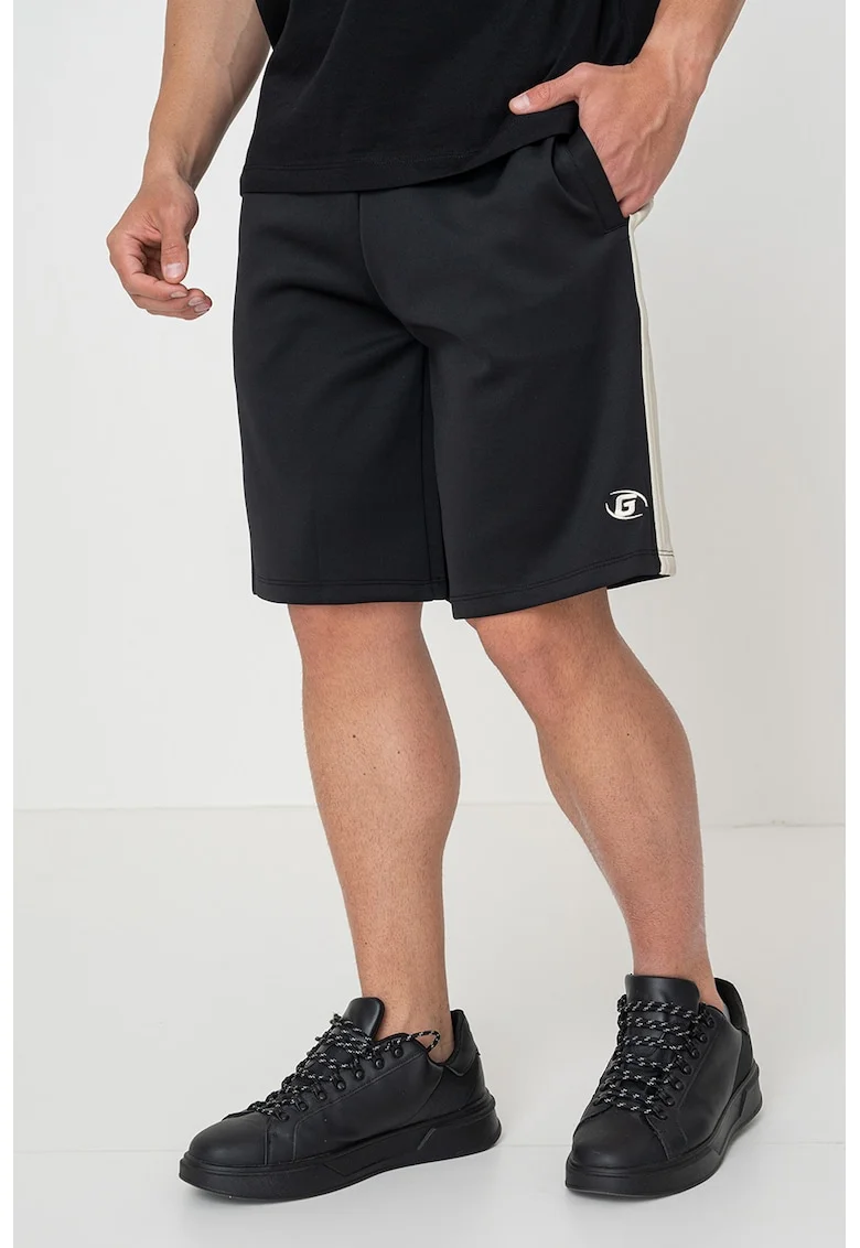 Bermude cu croiala ampla pentru fitness, Negru/Verde pal