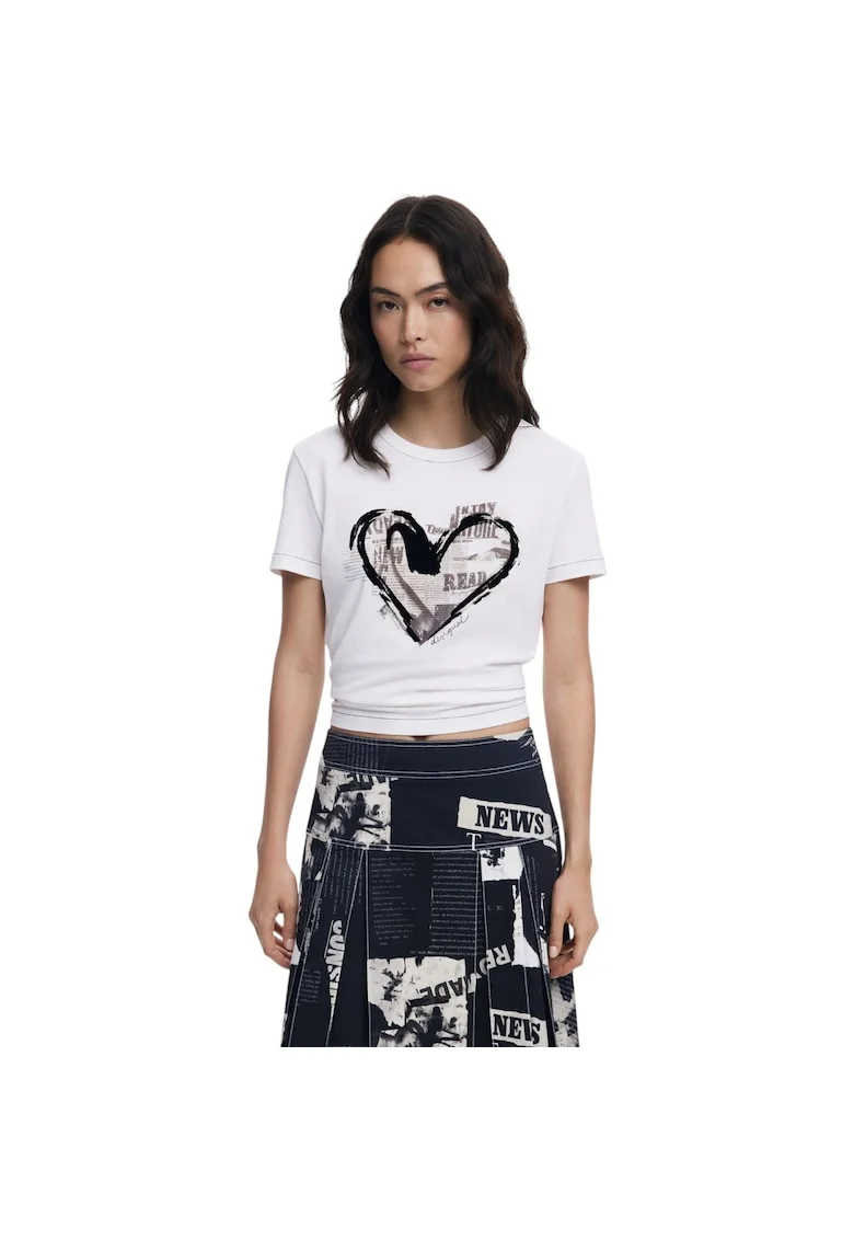 Tricou  Letter Core 48969, Alb