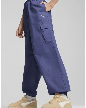 Pantaloni cargo cu talie elastica, Albastru inchis