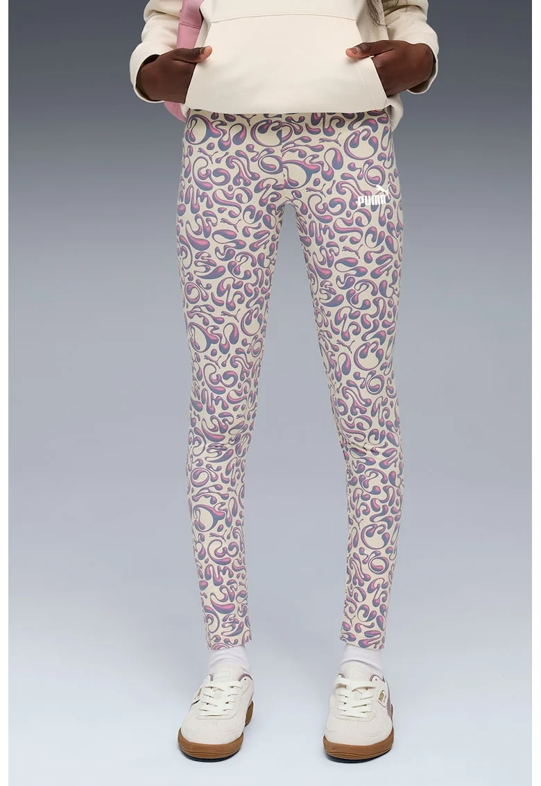 Colanti cu model grafic, Violet/Bej/Roz