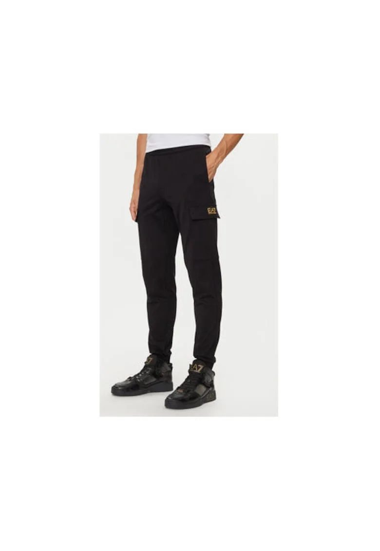 Pantaloni de trening barbati  Emporio Armani, 8NPP67 PJVRZ, Bumbac, Negru, Negru
