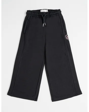 Pantaloni de trening cu logo si snururi, Negru/Roz