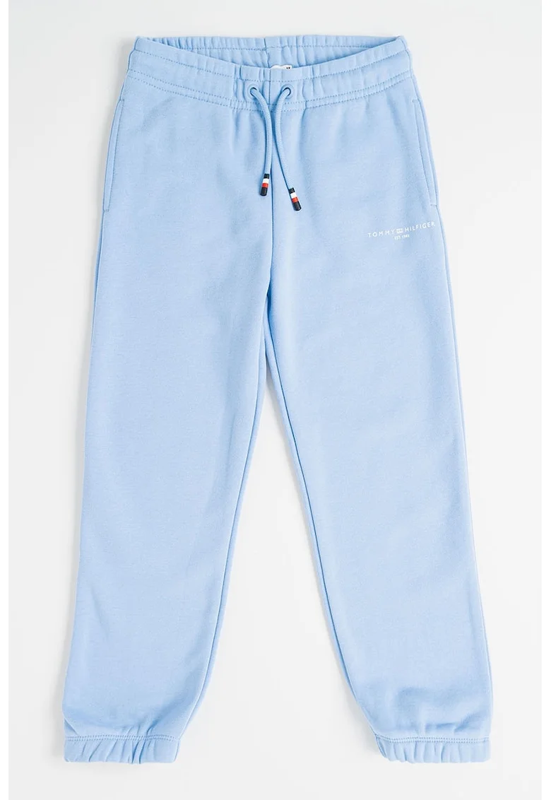 Pantaloni de trening din amestec de bumbac cu snur ajustabil, Albastru deschis