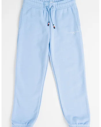 Pantaloni de trening din amestec de bumbac cu snur ajustabil, Albastru deschis