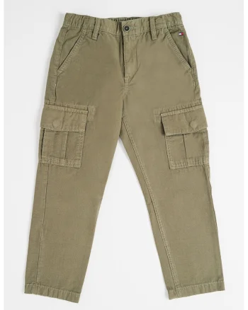 Pantaloni cargo din amestec de bumbac organic, Verde inchis