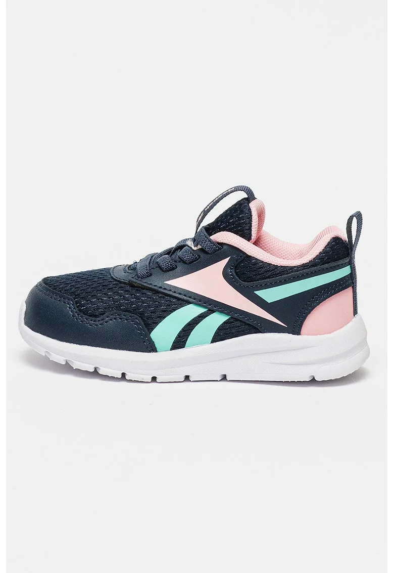 Pantofi cu insertii de piele pentru alergare Sprinter, Roz pastel/Bleumarin/Verde menta
