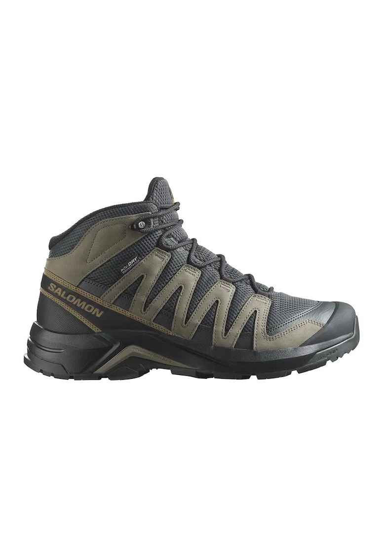 Pantofi mid-cut cu tehnologie Gore-Tex pentru drumetii X-Adventure Recon, Kaki/Gri antracit