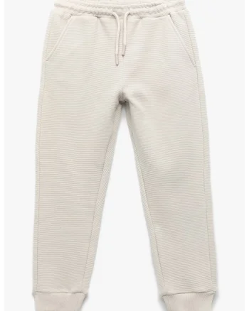 Pantaloni de trening striati din amestec de bumbac, Maro nisip