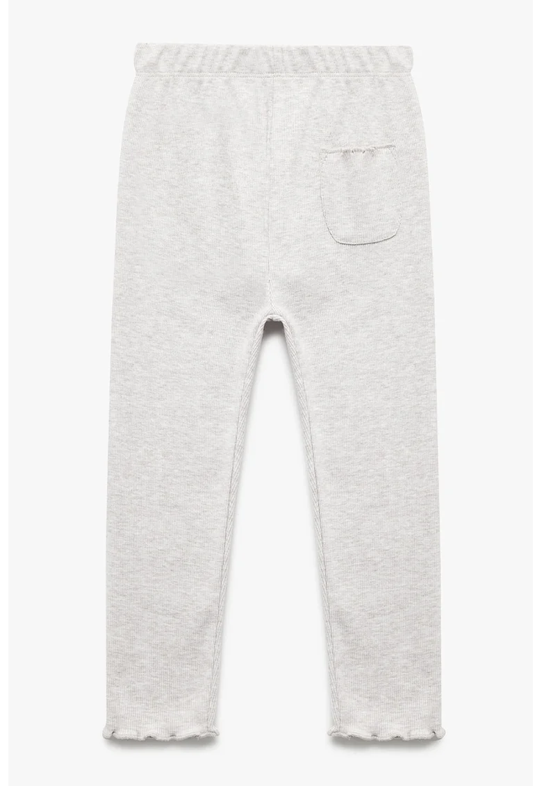 Pantaloni tricotati fin cu talie elastica, Gri deschis melange