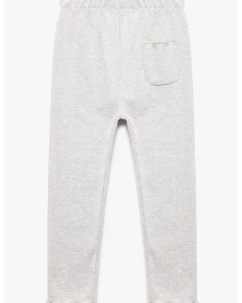 Pantaloni tricotati fin cu talie elastica, Gri deschis melange