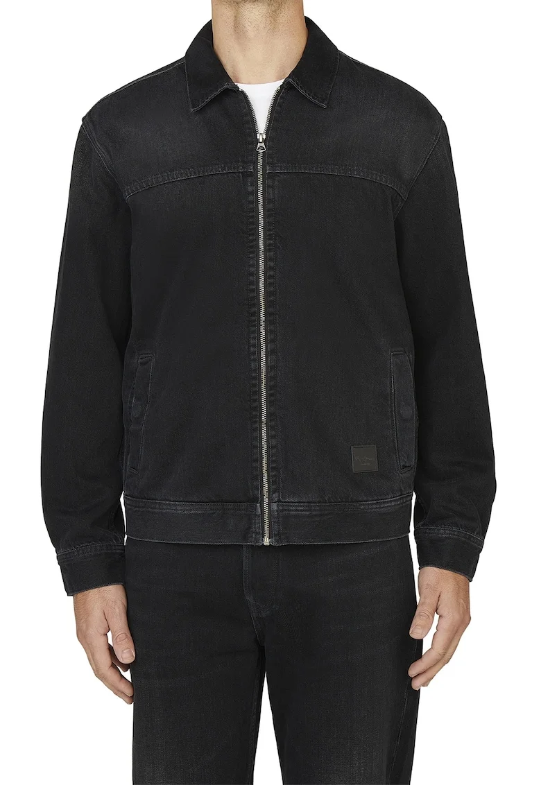 Jacheta de denim cu fermoar, Negru stins