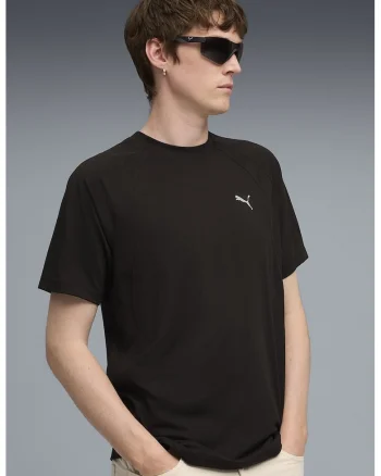 Tricou cu decolteu la baza gatului si logo Evostripe, Negru