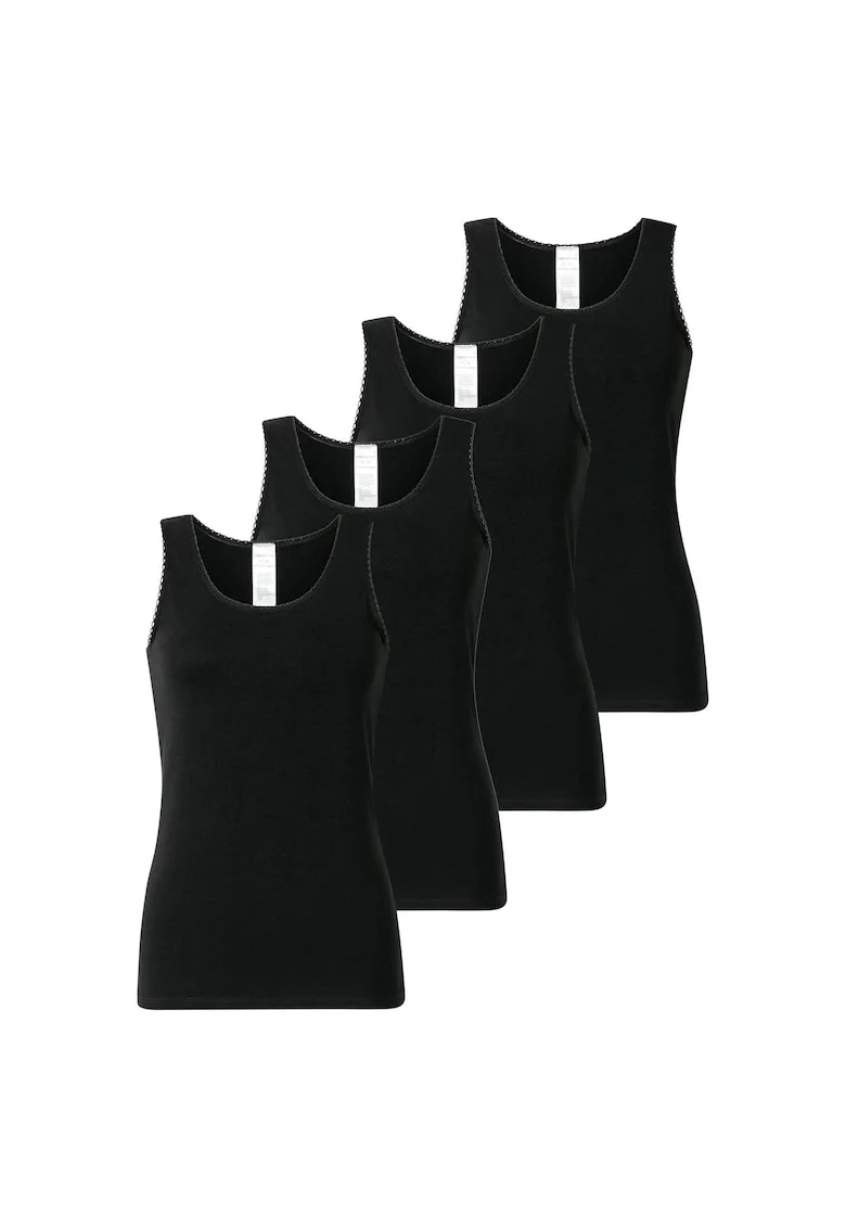 Set de top-uri cu model uni - 4 piese, Negru