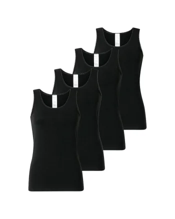 Set de top-uri cu model uni - 4 piese, Negru