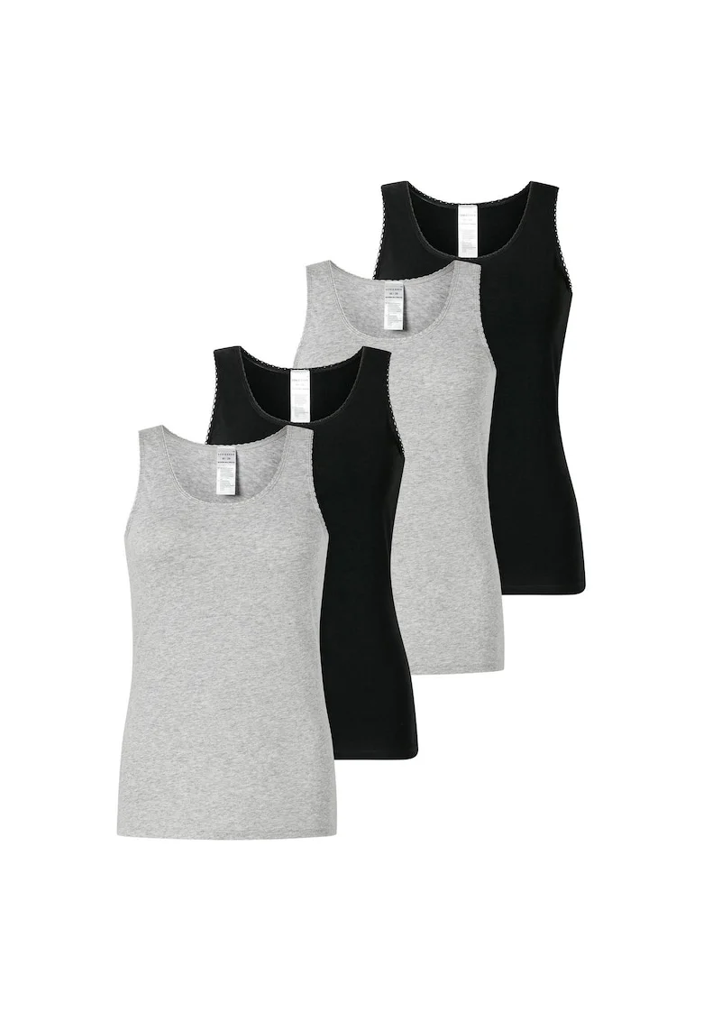 Set de top-uri cu model uni - 4 piese, Negru/Gri