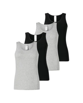 Set de top-uri cu model uni - 4 piese, Negru/Gri