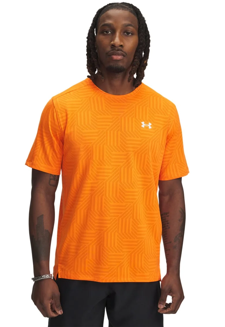 Tricou pentru fitness Tech™ Vent Geotessa, Portocaliu mandarina/Alb optic
