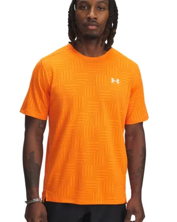 Tricou pentru fitness Tech™ Vent Geotessa, Portocaliu mandarina/Alb optic