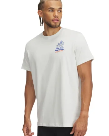 Tricou cu imprimeu text pe spate, pentru golf, Albastru pastel/Portocaliu pal/Alb murdar