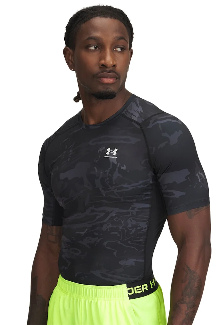 Tricou slim fit pentru fitness, Negru/Gri inchis