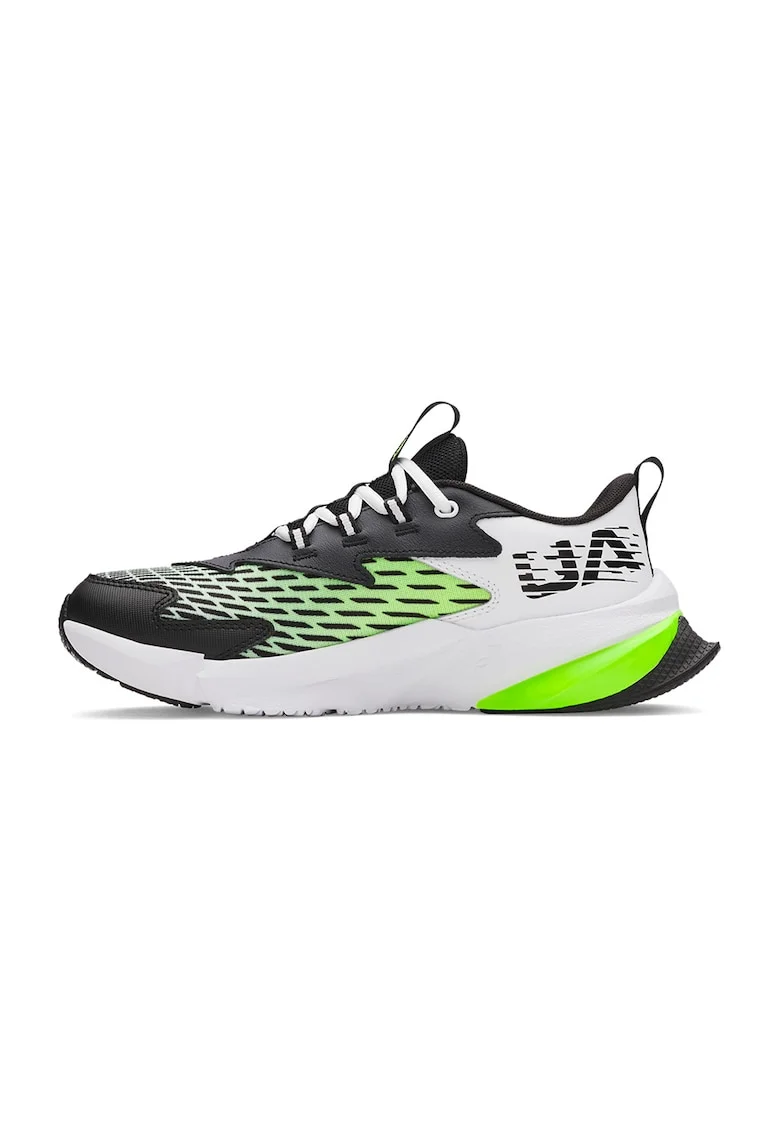 Pantofi Scramjet de piele cu garnituri din material textil pentru alergare, Negru/Verde electric/Alb optic