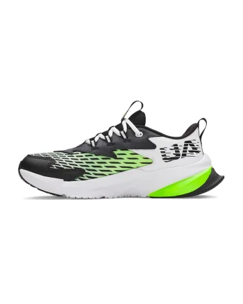 Pantofi Scramjet de piele cu garnituri din material textil pentru alergare, Negru/Verde electric/Alb optic