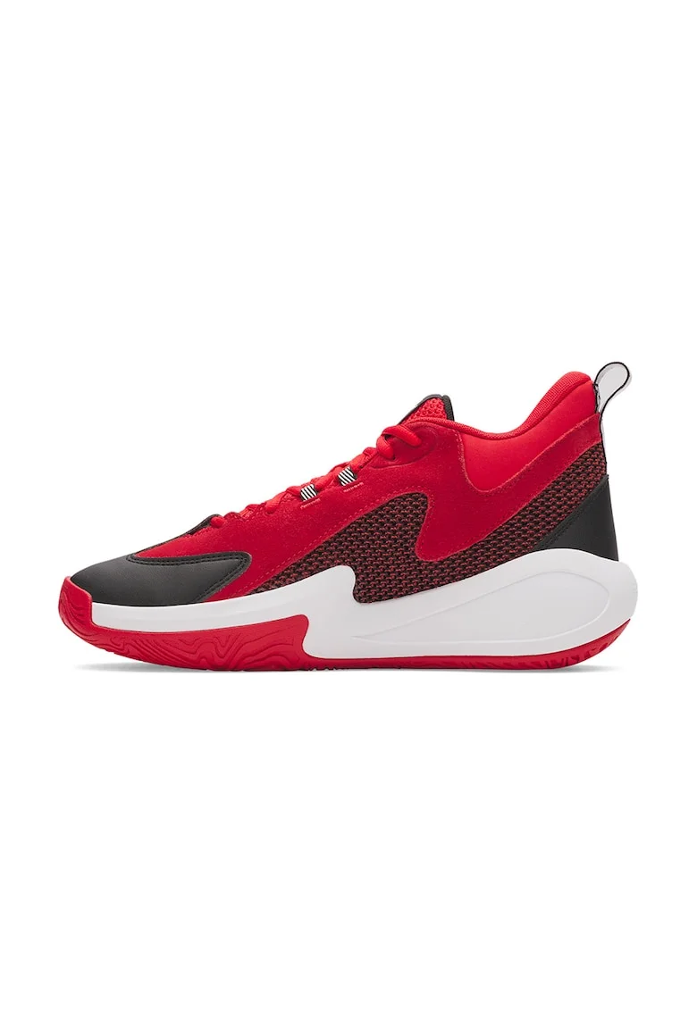 Pantofi mid-cut Curry 3Z 25 pentru baschet, Rosu/Negru/Alb optic