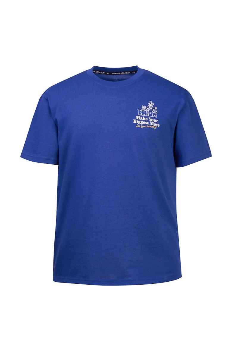 Tricou cu imprimeu text pe spate, pentru golf, Albastru royal/Alb optic