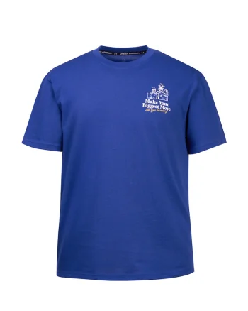 Tricou cu imprimeu text pe spate, pentru golf, Albastru royal/Alb optic